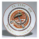 A Soviet Propaganda Plate, the Centre Painted with a Stylised Hammer and Sickle Giclee Print