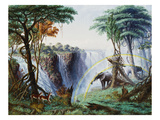 The Mosi-Oa-Tunya (The Smoke That Thunders) or Victoria Falls, Zambesi River Reproduction procédé giclée par Thomas Baines