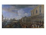 The Arrival of the French Ambassador at the Doge's Palace, Venice; Entree De L'Ambassadeur De… Reproduction procédé giclée par Luca Carlevaris