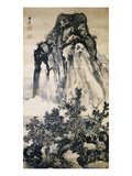 Scholar's Pavilions Beneath a Large Mountain Giclee Print by Tani Buncho