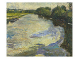 Study: View of the Oise with Bridge; Etude: L'Oise Vue Au Port Giclee-trykk av Emilio Boggio Study: View of the Oise with Bridge; Etude: L'Oise Vue Au Port Giclee-trykk av Emilio Boggio