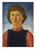 Portrait of a Young Gentleman, Bust Length, in a Blue Jacket with Red Sleeves and Collar Giclée-tryk af Cosimo Rosselli Portrait of a Young Gentleman, Bust Length, in a Blue Jacket with Red Sleeves and Collar Giclée-tryk af Cosimo Rosselli