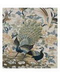 An Embroidered Roundel of Cream Satin, with a Pair of Peacocks and Other Birds Among Flowers Giclee Print