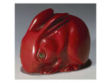 A Carved Purpurine Figure of a Rabbit with Faceted Demantoid Garnet Eyes Giclee Print
