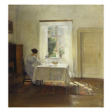 A Woman Seated at a Table by a Window Giclee Print by Carl Holsoe