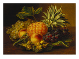Grapes, Peaches, Hazelnuts and a Pineapple in a Basket Giclee Print by Johan Laurentz Jensen