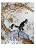 Magpies Amongst Red Peonies and Prunus Branches, a Detail from a Fine Enamel Famille Rose Vase Giclee Print