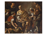 Peasants Mocking an Old Man Giclee Print by Miguel March