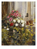 Azaleas, Geraniums, Roses and Other Potted Plants by a Window Giclee Print by Carl Christian Carlsen
