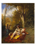 An Algerian Woman and Her Servant in a Garden Giclee Print by Charles Theodore Frere