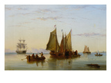 Fishing Boats and Other Vessels on the Scheldt Near Rotterdam reproduction procédé giclée par Henry Redmore
