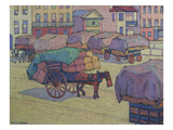 Hay Carts, Cumberland Market Giclee Print by Robert Bevan