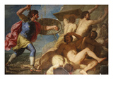Samson Vanquishing the Philistines Giclee Print by Giovanni Francesco Romanelli (Circle of)