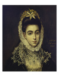 Portrait of a Young Lady, Bust Length, Wearing a Black Dress with a White Lace Collar and… Giclee Print by El Greco 