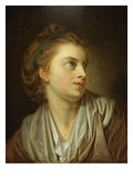 A Girl, Bust Length, with a Green Hairband, Looking Up Giclee Print by Jean-Baptiste Greuze (Attr to)