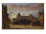 A View of the Groote Kerk at Veere from the South with Figures in the Foreg Giclee Print by Jan Van Der Heyden