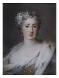 Portrait of a Lady, Bust Length in an Ermine-Trimmed Robe with Fleur-De-Lys, Diamond Clasp and… Giclee Print by Rosalba Giovanna Carriera