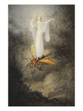 A Fairy Standing on a Moth Giclee Print by Amelia Jane Murray