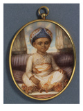 A Portrait Miniature of the Sahibzada, Eldest Son of the Nawab of Oudh, Wearing a Blue Nawabi… Giclee Print by Ozias Humphry