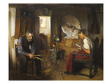 Reading to Mother Giclee Print by Valdemar Kornerup