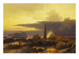 A Coastal Landscape at Sunset Giclee-trykk av Erik Bodom