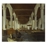 The Interior of a Protestant Church with Gravediggers Giclee Print by Job Adriaensz Berckheyde