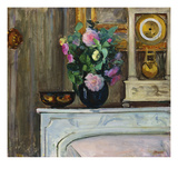 Bouquet of Flowers on the Fireplace; Bouquet De Fleurs Sur La Cheminee reproduction procédé giclée par Henri Lebasque