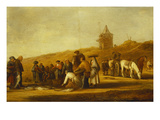 Fishermen Selling their Catch on a Beach Giclee Print by Pieter de Neyn