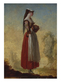 A Girl from Frascati with a Basket in a Rocky Landscape Giclee Print by Jean Barbault