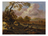 A Wooded Landscape with Peasants on a Path Reproduction procédé giclée par Jan Wynants