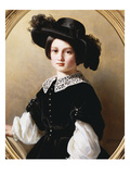 Portrait of a Young Girl, Half Length, Wearing a Black Velvet Costume with  Giclee Print by Franz Xavier Winterhalter