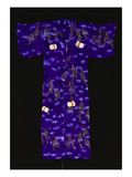 A Kimono of Silk Crepe, the Dappled Violet Ground Worked in Silks with Drums Amongst Trailing… Giclee Print