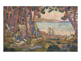 Bathers by the Sea; Baigneuses Au Bord De La Mer reproduction procédé giclée par Theo van Rysselberghe