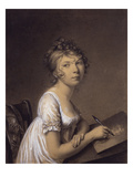 A Woman Drawing a Self-Portrait Giclee Print by Jean-Baptiste-Jacques Augustin