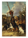 Otter Hounds by a Bridge-Tired Out reproduction procédé giclée par John Emms