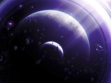 Illustration of a Ringed-Planet Viewed from Above Photographic Print by  Stocktrek Images