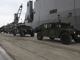 Humvees Depart USS Harpers Ferry in Support of Operation Tomodachi Photographic Print by  Stocktrek Images