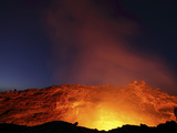 Lava Lake Illuminating Walls of Pit Crater at Night, Erta Ale Volcano, Danakil Depression, Ethiopia Photographic Print by  Stocktrek Images