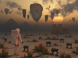 A Lone Astronaut Confronts a Surreal Scene Out of Ancient Egypt Photographic Print by  Stocktrek Images