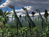 A Group of Lesothosaurus Dinosaurs on the Lookout for Predators Photographic Print by  Stocktrek Images