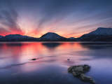Sunset over Tjeldsundet, Troms County, Norway Photographic Print by  Stocktrek Images