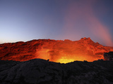 Lava Lake Illuminating Walls of Pit Crater at Night, Erta Ale Volcano, Danakil Depression, Ethiopia Photographic Print by  Stocktrek Images