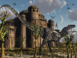 Artist's Concept of a Reptoid Race Whom Co-Existed Alongside the Dinosaurs Fotografie-Druck von  Stocktrek Images