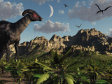 A Parasaurolophus Dinosaur During the Late Cretaceous Period Photographic Print by  Stocktrek Images