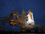 Night View of Space Shuttle Atlantis on the Launch Pad at Kennedy Space Center, Florida Photographic Print by  Stocktrek Images