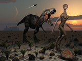 Reptoids Tame Dinosaurs Using Telepathy Lámina fotográfica por Stocktrek Images