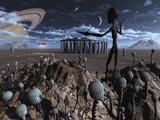 Alien Explorers on an Alien World Photographic Print by  Stocktrek Images