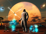 An Astronaut Discovers a World with an Earth Type Environment Photographic Print by  Stocktrek Images