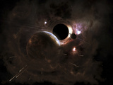 A Planet's Population Fleas in Panic from a Massive Black Hole Photographic Print by  Stocktrek Images
