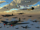 German Heinkel He 111 Bombers Gather over the English Channel Photographic Print by  Stocktrek Images